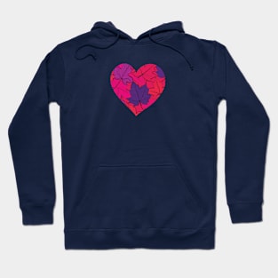 I Love Pink & Blue Leaves & Hearts Hoodie